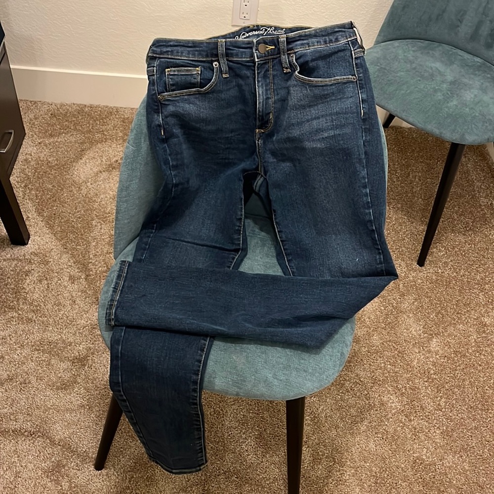 Skinny leg dark wash denim jeans